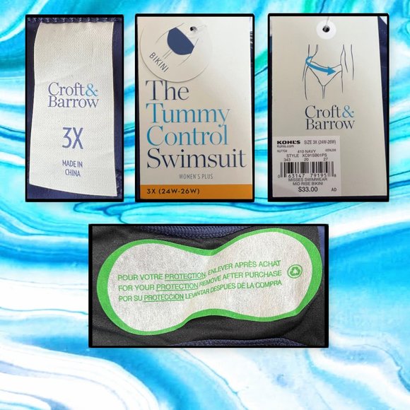 Croft & Barrow Plus Size Tummy Slimmer Midrise Bikini Bottoms - Picture 4 of 6